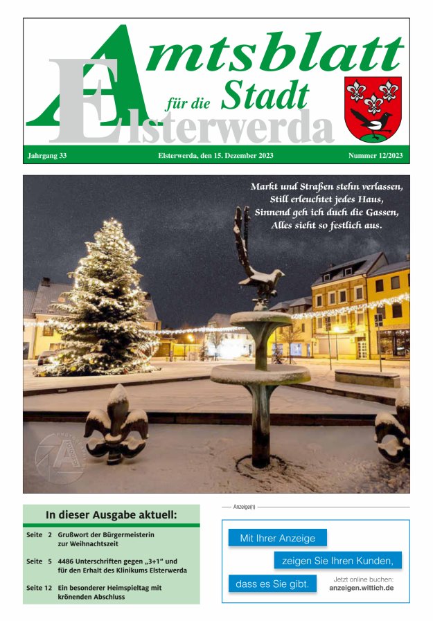 Amtsblatt für die Stadt Elsterwerda Titelblatt 12/2023