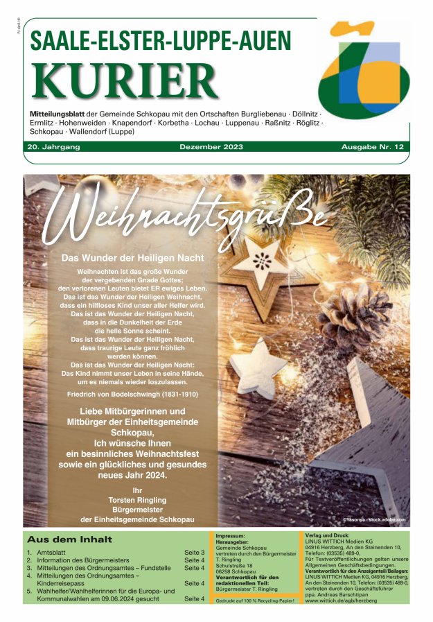 Saale-Elster-Luppe-Auen-Kurier Titelblatt 12/2023
