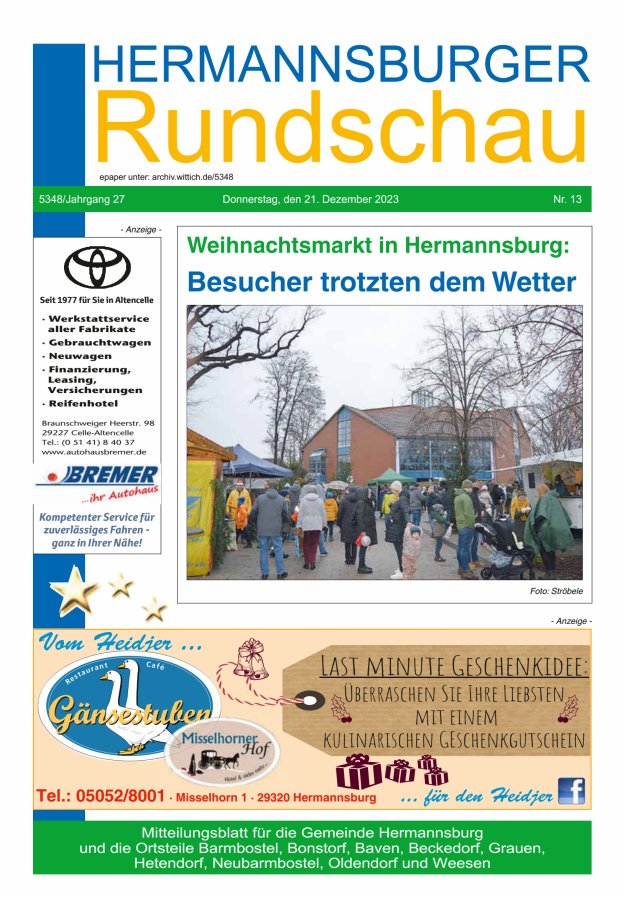 Hermannsburger Rundschau Titelblatt 13/2023