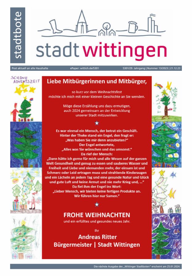 Wittinger Stadtbote Titelblatt 13/2023