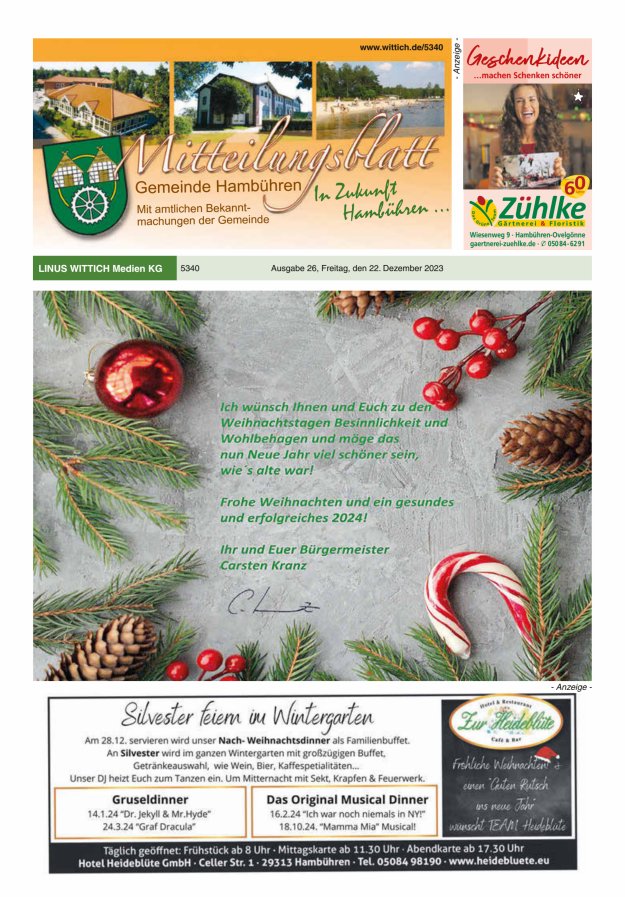 Mitteilungsblatt der Gemeinde Hambühren Titelblatt 26/2023
