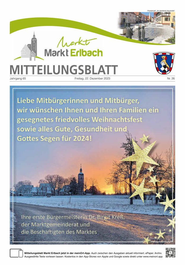 Mitteilungsblatt Markt Erlbach Titelblatt 26/2023