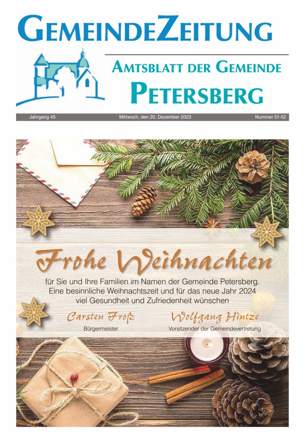 Amtsblatt Blickpunkt Petersberg Titelblatt 51/2023