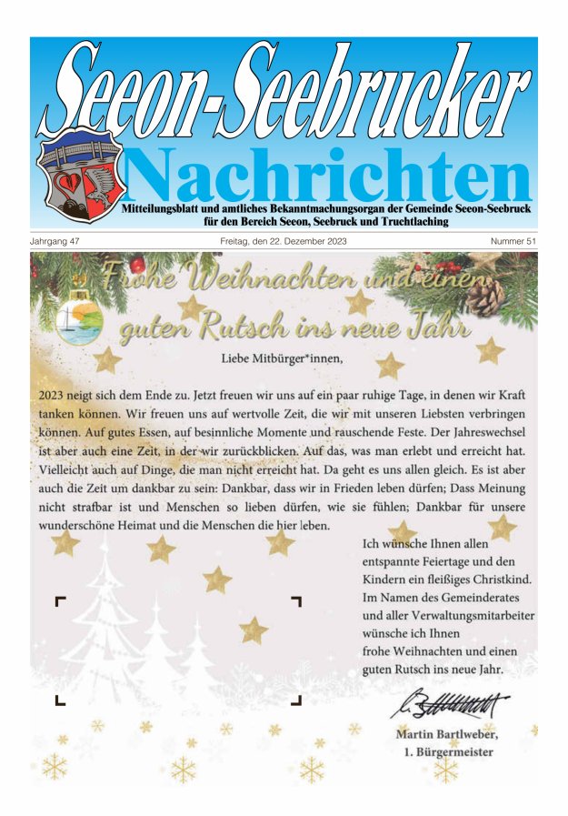 Seeon-Seebrucker Nachrichten Titelblatt 51/2023
