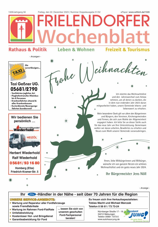 Frielendorfer Wochenblatt Titelblatt 51/2023