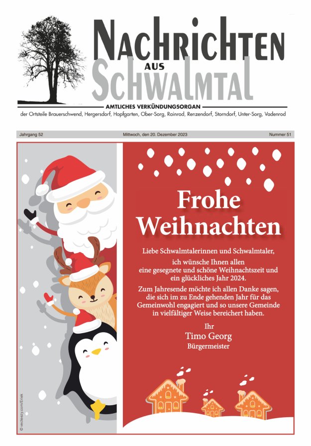 Nachrichten aus Schwalmtal Titelblatt 51/2023