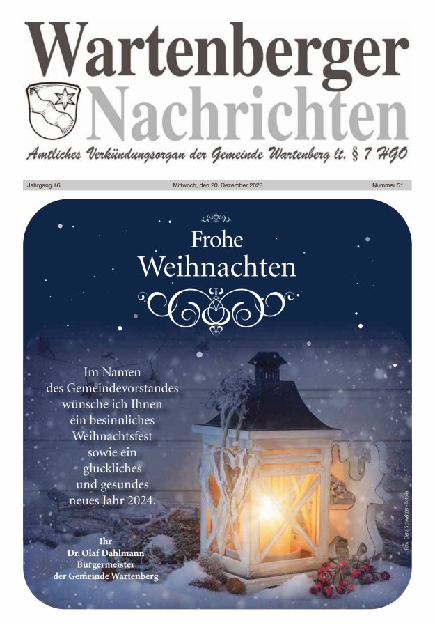 Wartenberger Nachrichten Titelblatt 51/2023