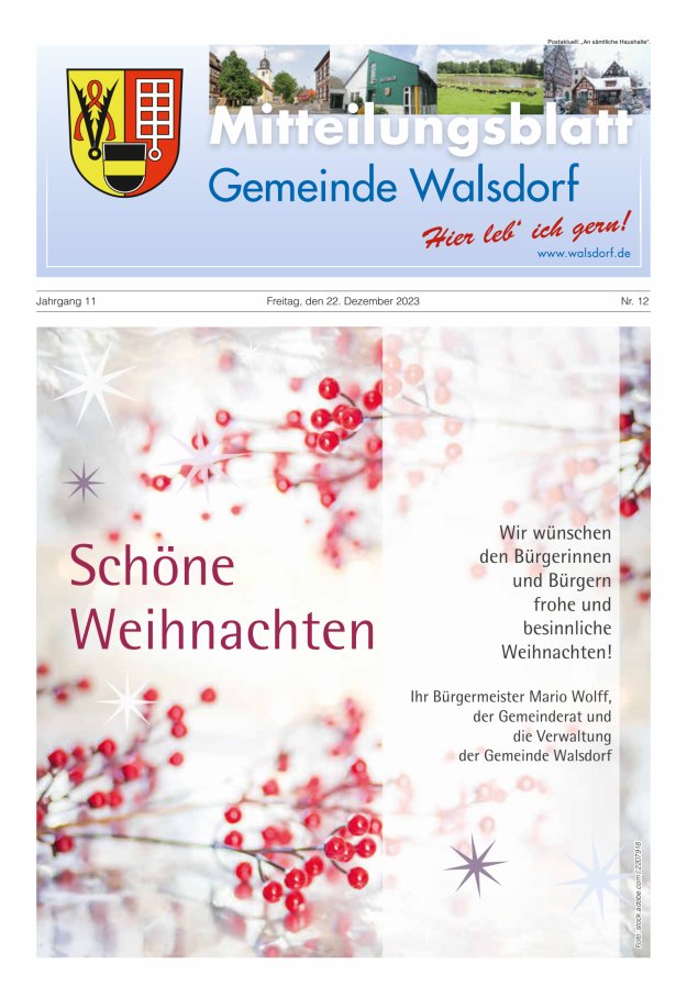 Mitteilungsblatt Gemeinde Walsdorf Titelblatt 12/2023