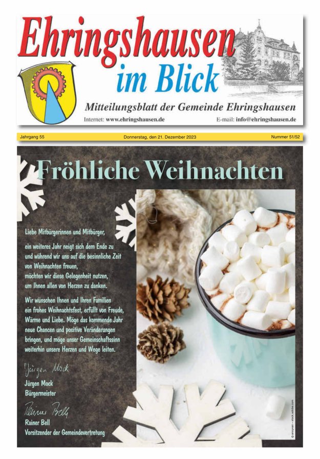 Mitteilungsblatt der Gemeinde Ehringshausen Titelblatt 51/2023
