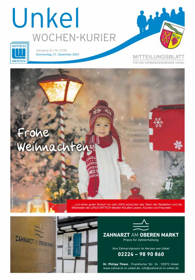 Wochen-Kurier Verbandsgemeinde Unkel Titelblatt 51/2023