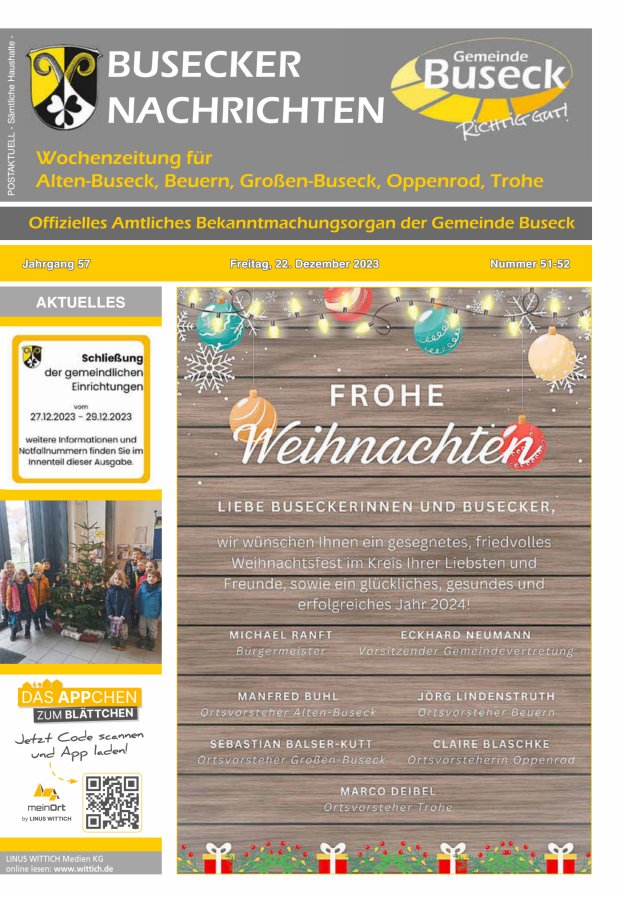 Busecker Nachrichten Titelblatt 51/2023
