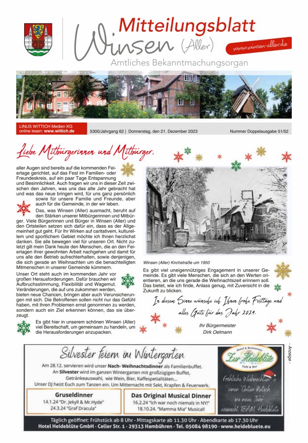 Mitteilungsblatt der Gemeinde Winsen Titelblatt 51/2023