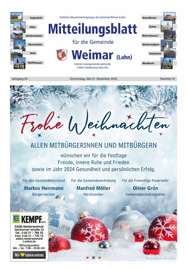 Mitteilungsblatt für die Gemeinde Weimar Titelblatt 51/2023