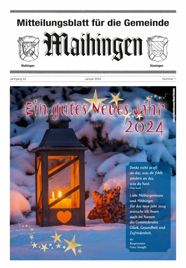 Mitteilungsblatt für die Gemeinde Maihingen Titelblatt 01/2024