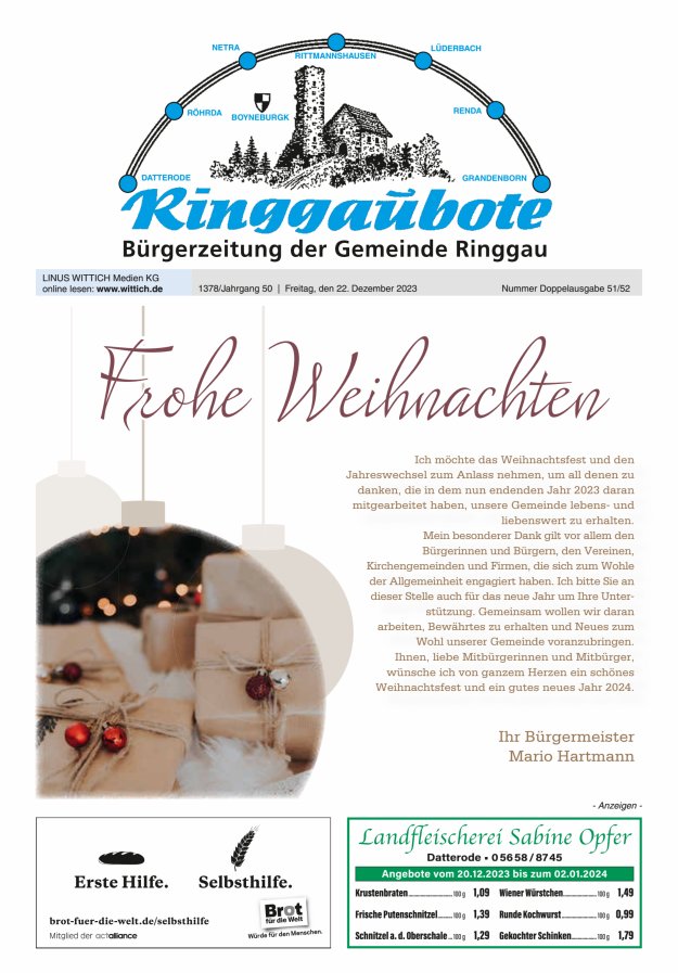 Ringgaubote Titelblatt 51/2023