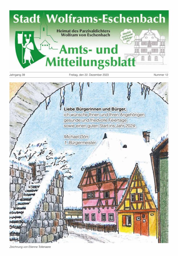 Amts- und Mitteilungsblatt Stadt Wolframs-Eschenbach Titelblatt 12/2023