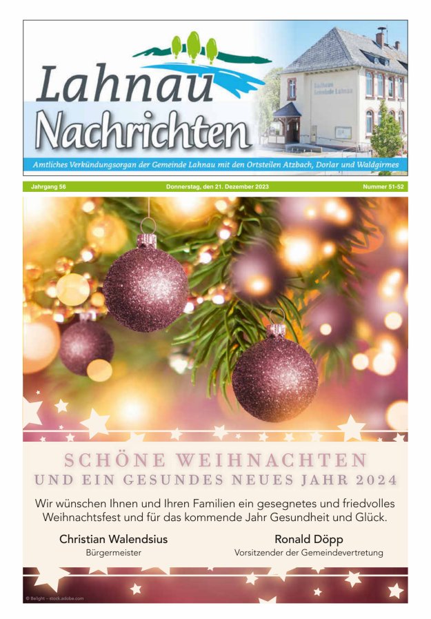 Lahnau Nachrichten Titelblatt 51/2023