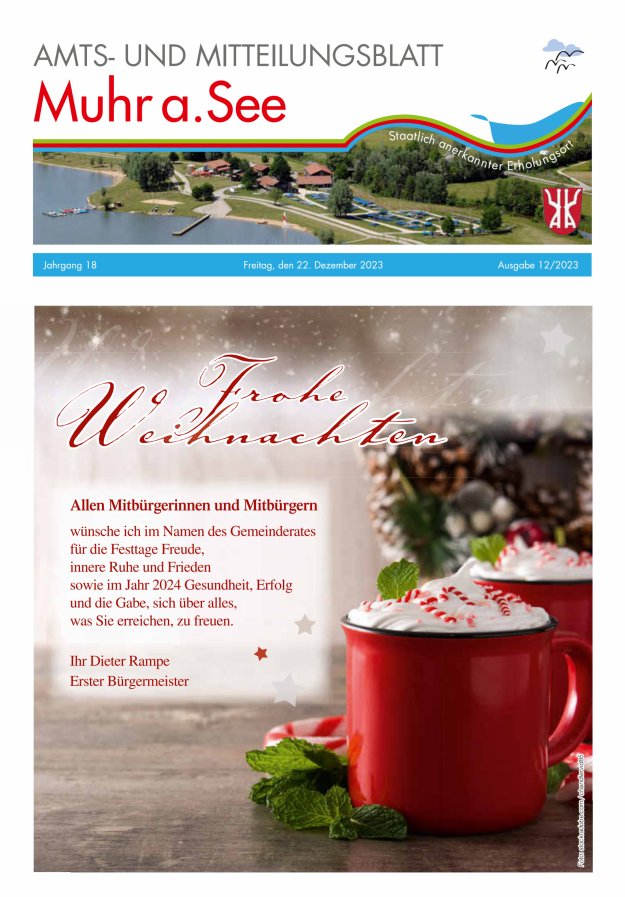 Muhrer Heimatbrief Amts- u Mitteilungsblatt der Gemeinde Muhr a See Titelblatt 12/2023