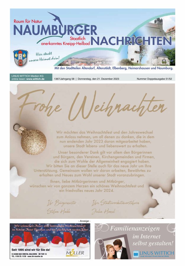 Naumburger Nachrichten Titelblatt 51/2023