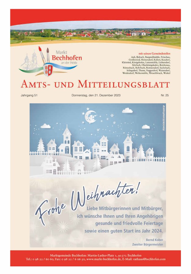 Amts- und Mitteilungsblatt für den Markt Bechhofen Titelblatt 25/2023