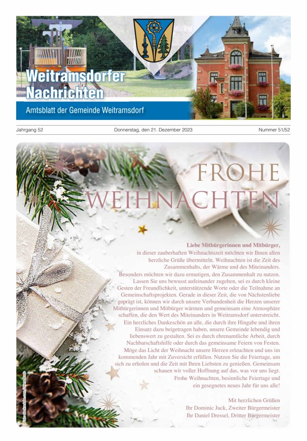 Weitramsdorfer Nachrichten Titelblatt 51/2023