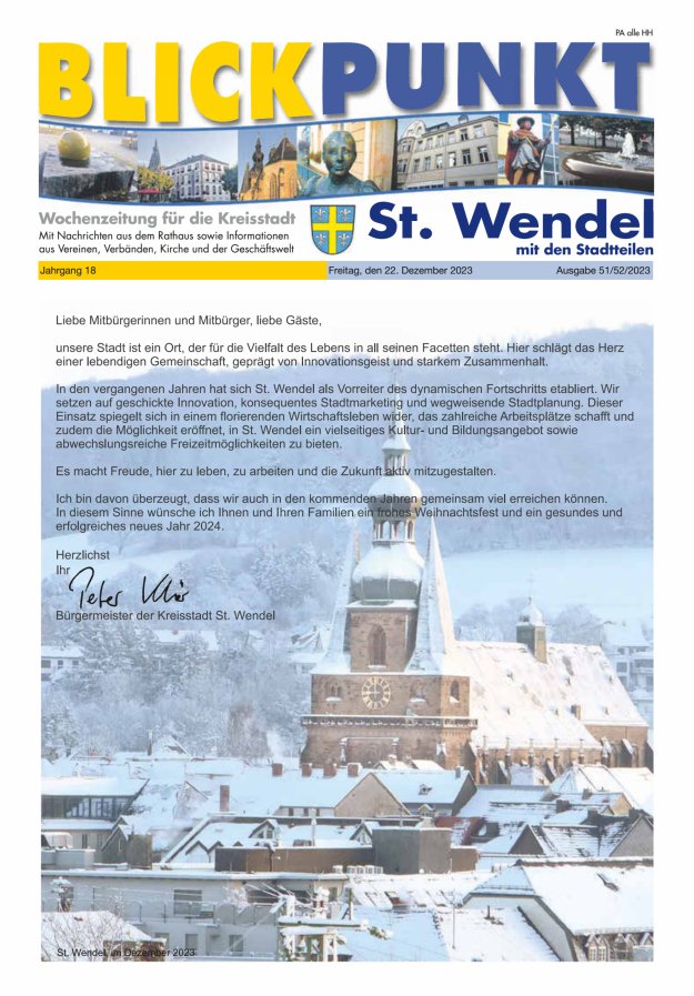 Blickpunkt St Wendel Titelblatt 51/2023