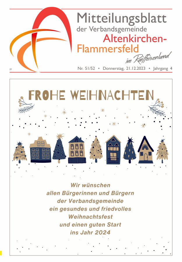 Mitteilungsblatt Verbandsgemeinde Altenkirchen-Flammersfeld Ausg Flammersfeld Titelblatt 51/2023