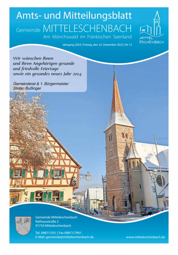 Amts- und Mitteilungsblatt Gemeinde Mitteleschenbach Titelblatt 12/2023