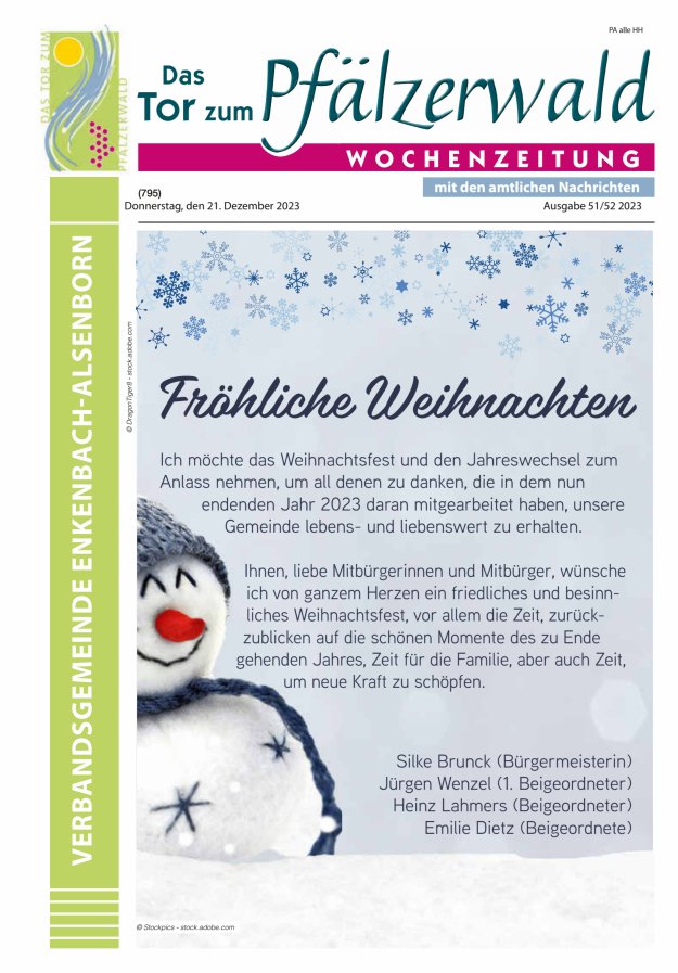 Das Tor zum Pfälzer Wald - VG Enkenbach-Alsenborn Titelblatt 51/2023