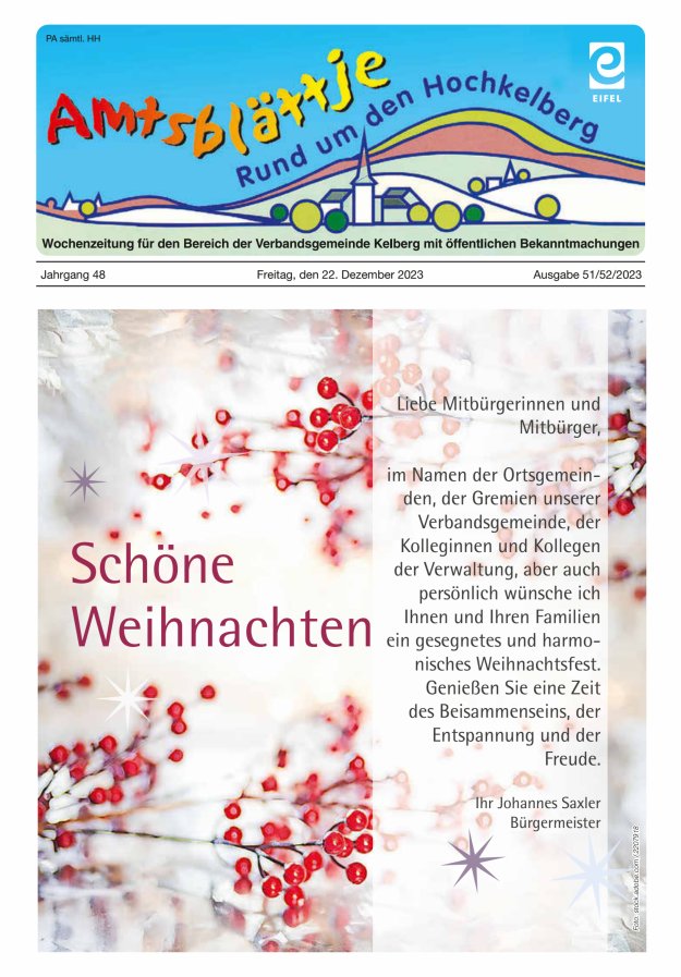 Amtsblättje - Rund um den Hochkelberg Titelblatt 51/2023