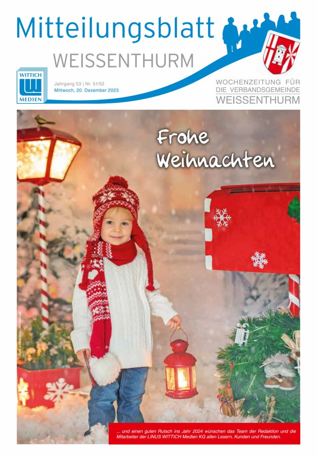 Mitteilungsblatt für den Bereich der Verbandsgemeinde Weißenthurm Titelblatt 51/2023