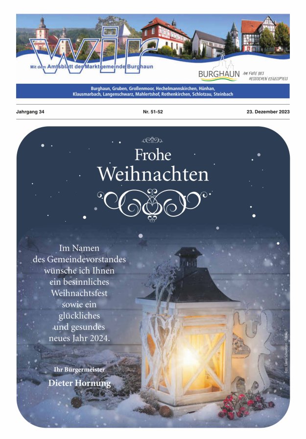 WIR - mit Amtsblatt der Marktgemeinde Burghaun Titelblatt 51/2023