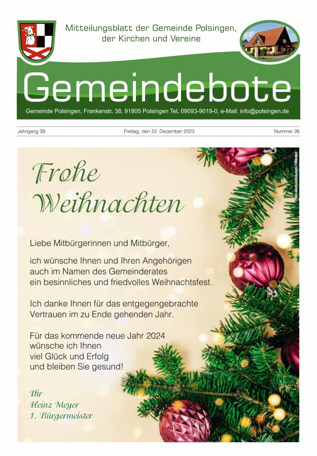 Polsingen - Der Gemeindebote Titelblatt 26/2023