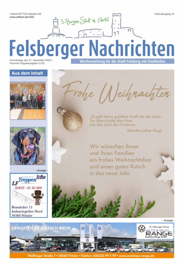 Felsberger Nachrichten Titelblatt 51/2023