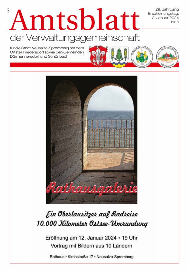 Amtsblatt der Verwaltungsgemeinschaft für die Stadt Neusalza-Spremberg Titelblatt 01/2024