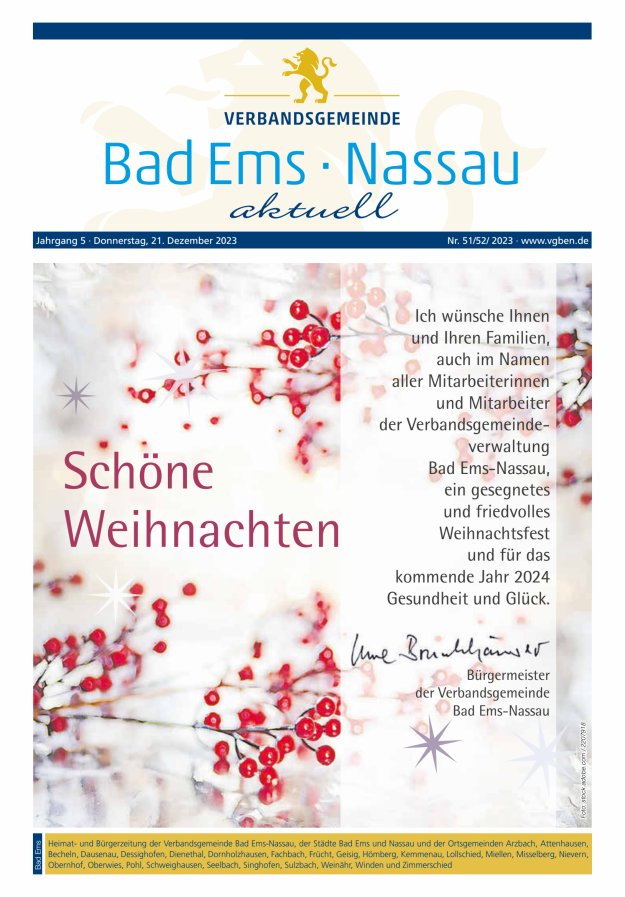 Bad Ems-Nassau aktuell Ausgabe Bad Ems Titelblatt 51/2023