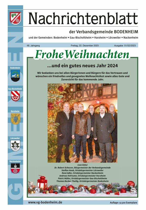 Nachrichtenblatt der VG Bodenheim              Titelblatt 51/2023