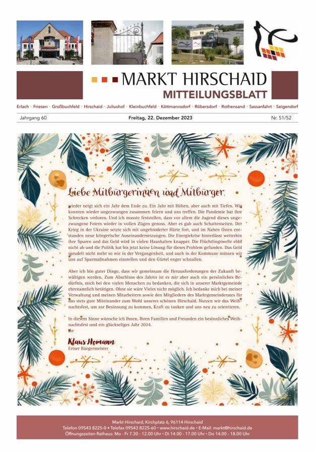Mitteilungsblatt Markt Hirschaid Titelblatt 51/2023