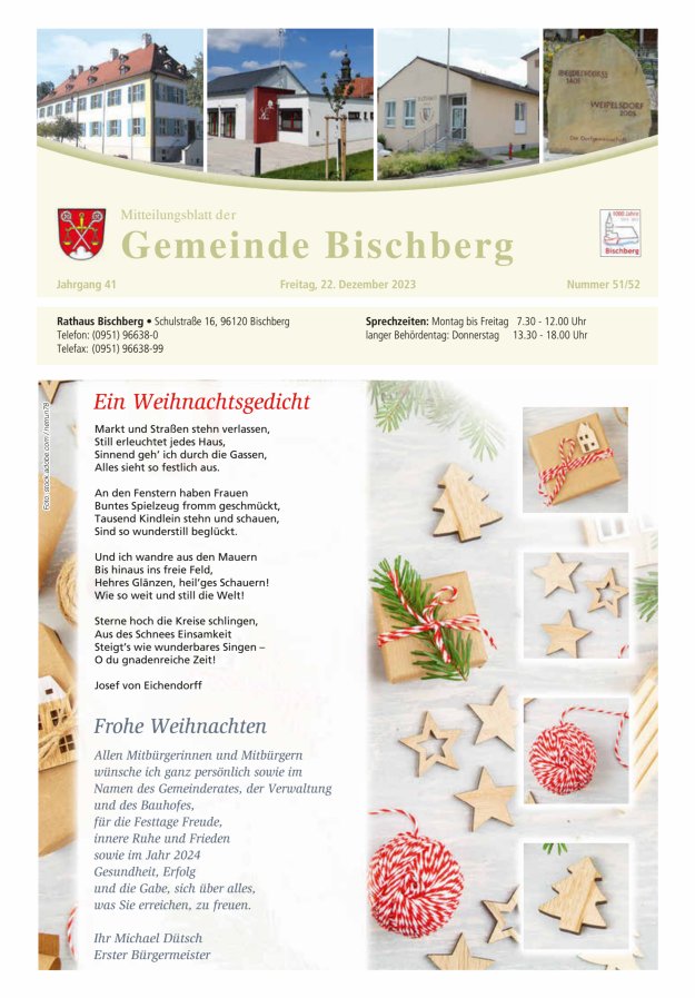 Mitteilungsblatt der Gemeinde Bischberg Titelblatt 51/2023