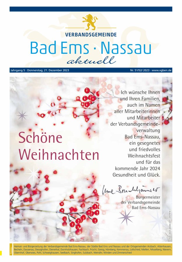 Bad Ems-Nassau aktuell Ausgabe Nassau Titelblatt 51/2023
