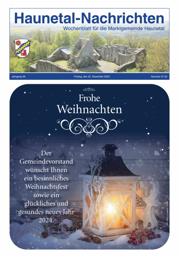 Haunetal-Nachrichten Titelblatt 51/2023