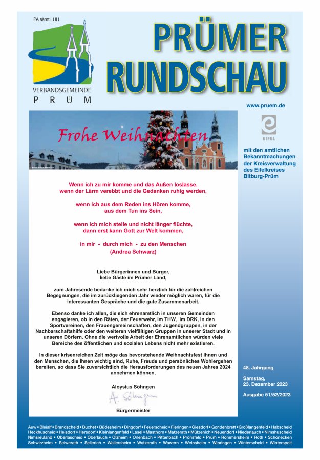 Prümer Rundschau Titelblatt 51/2023