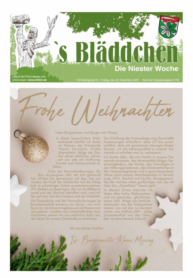 Niester Woche Titelblatt 51/2023