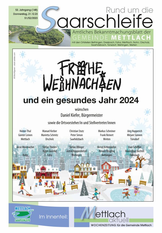 Rund um die Saarschleife Gemeinde Mettlach Titelblatt 51/2023