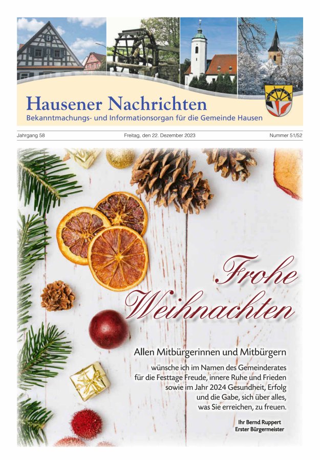 Hausener Nachrichten Titelblatt 51/2023