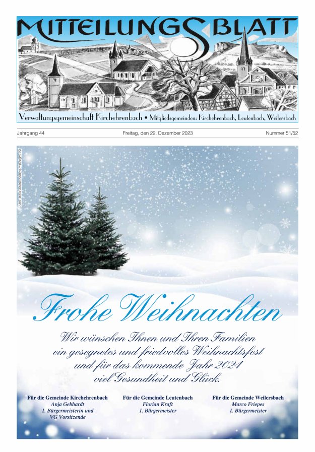 Mitteilungsblatt Verwaltungsgemeinschaft Kirchehrenbach Titelblatt 51/2023