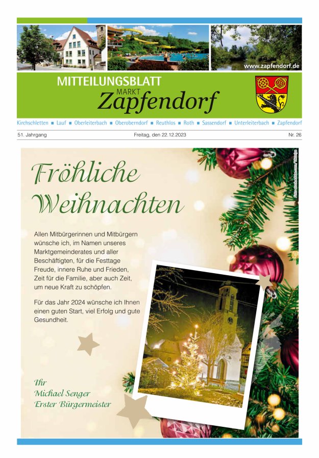 Mitteilungsblatt Markt Zapfendorf Titelblatt 26/2023