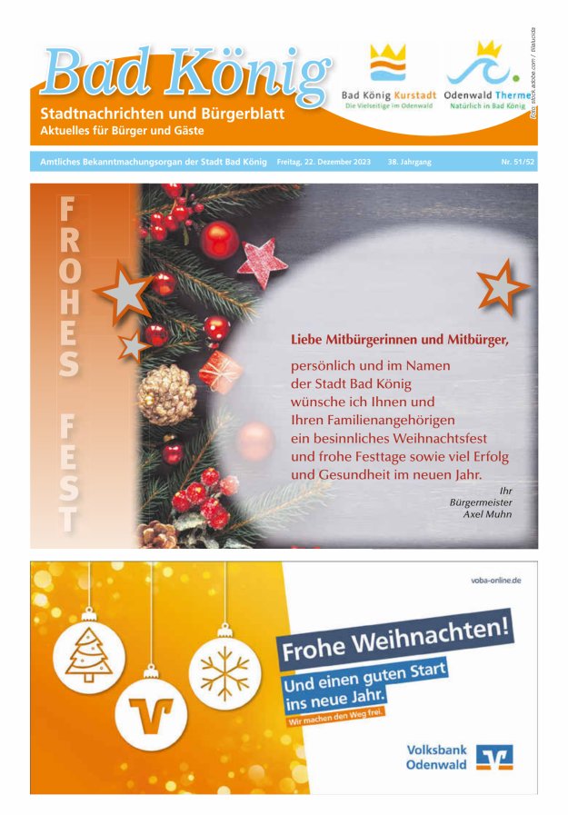 Bad Königer Stadtnachrichten und Badeblatt Titelblatt 51/2023