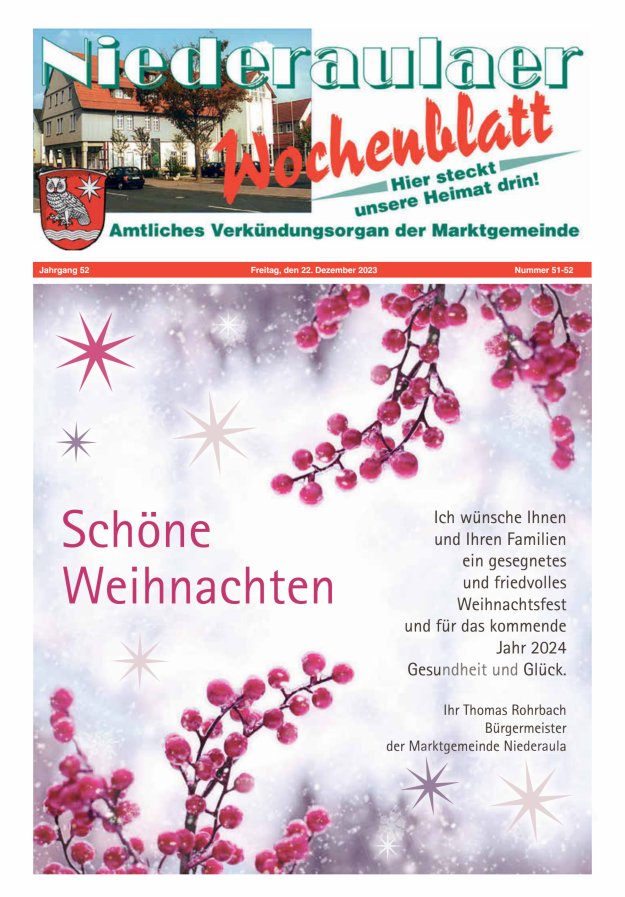 Niederaulaer Wochenblatt Titelblatt 51/2023