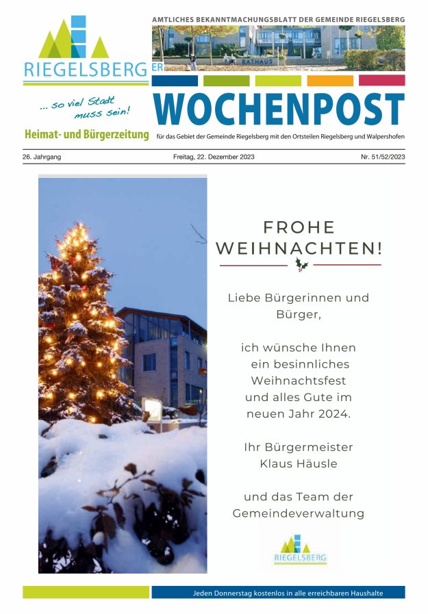 Riegelsberger Wochenpost Titelblatt 51/2023